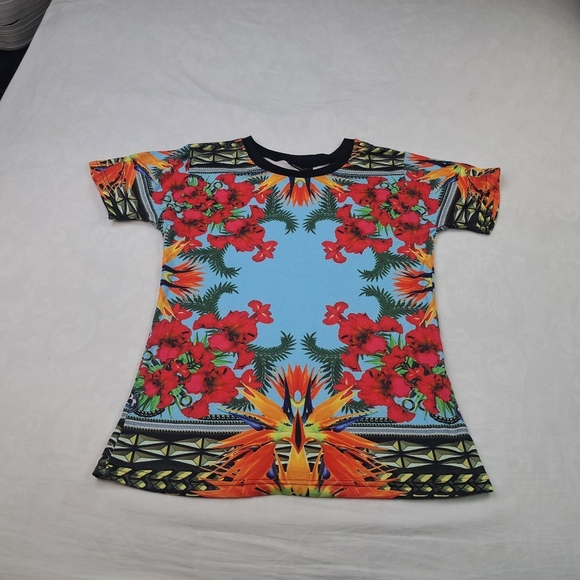 GLAENOHY Paris T Shirt Top Floral Multicolor Size M - Picture 8 of 11